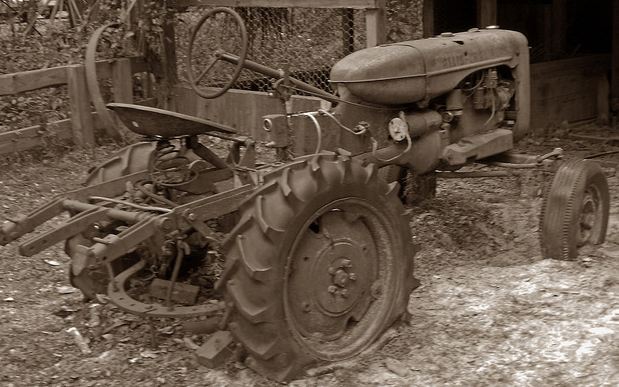 Tired Tractor...... Sepia Photograph by Bob Johnson