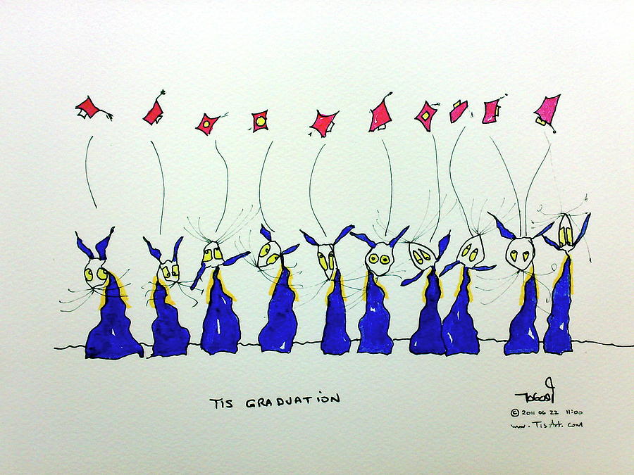 Pen Drawing - Tis Graduation by Peadar Sheerin