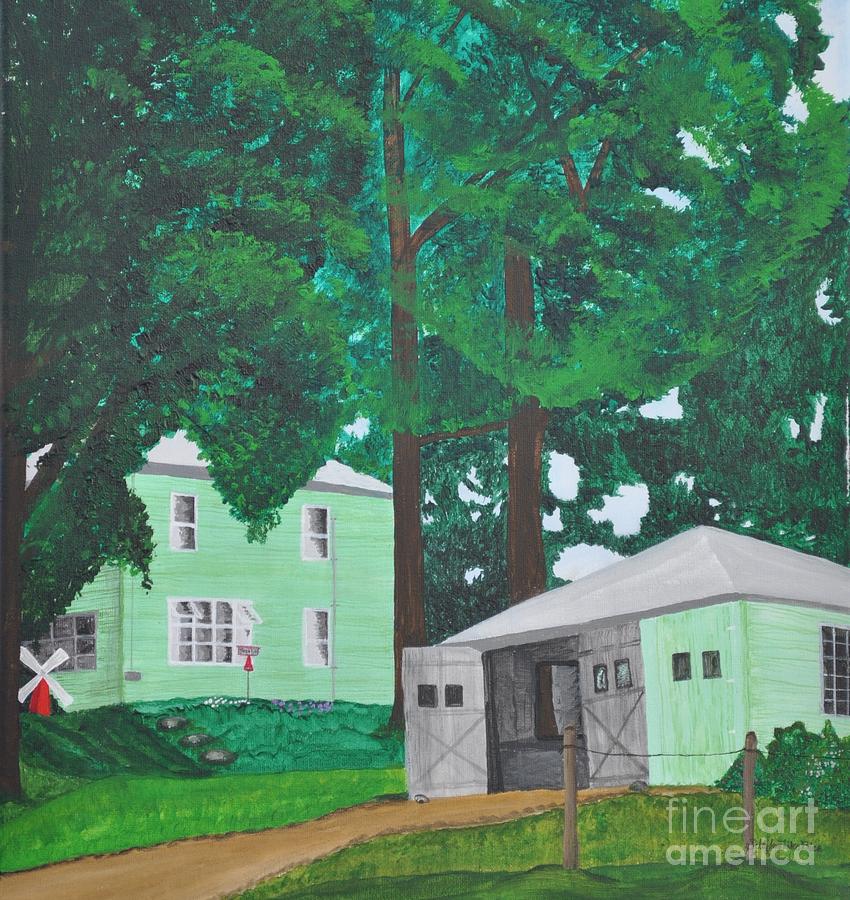Tiskas Childhood Home Painting by Sally Tiska Rice