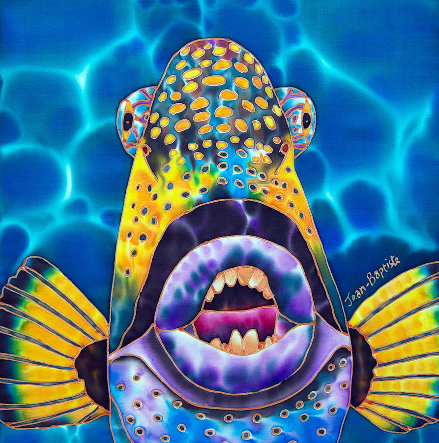 Titan Triggerfish Painting by Daniel Jean-Baptiste