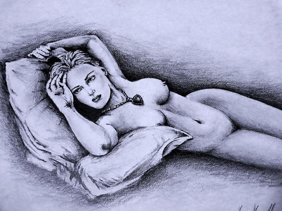 Nude Drawing - Titanic Rose Portrait by Gage Groenendal.