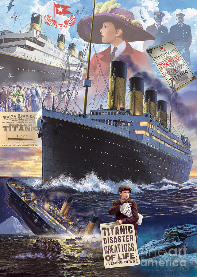 Vintage Digital Art - Titanic by MGL Meiklejohn Graphics Licensing