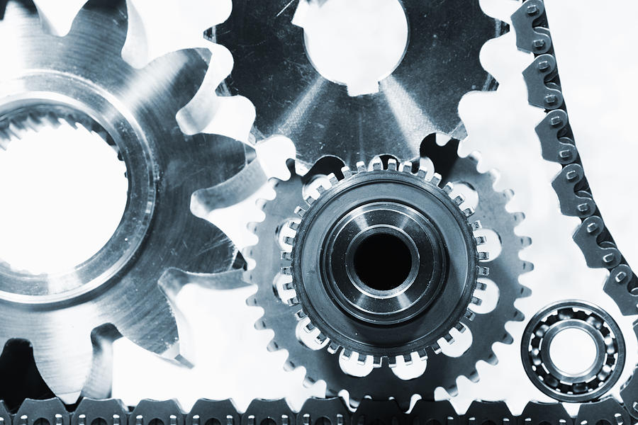 Gears Photograph - Titanium Aerospace Parts In Blue by Christian Lagereek