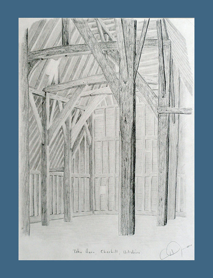 Tithe Barn Drawing by Rod Jones