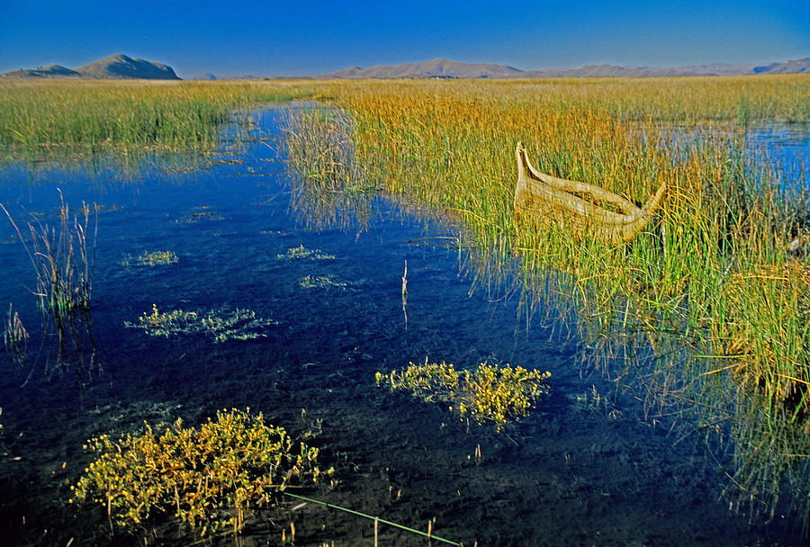 Titicaca reed boat Photograph by Dennis Cox