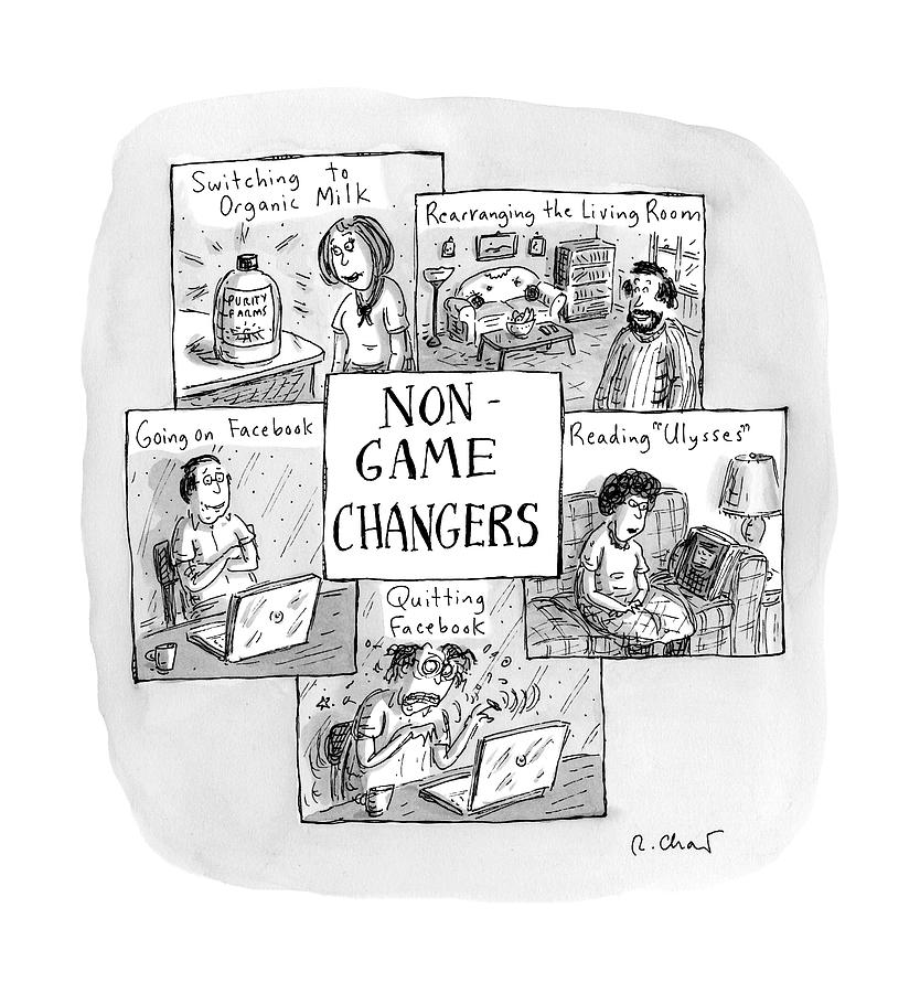 Title: Non-game-changers. Five Boxes Depicting Drawing by Roz Chast