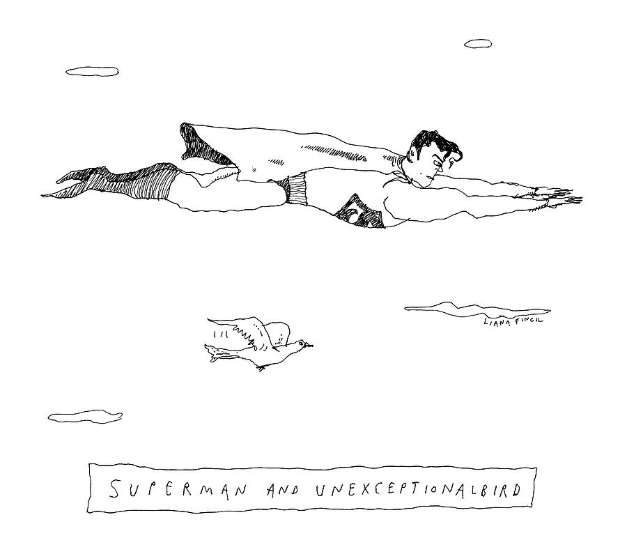 Title: Superman And Unexceptionalbird. Superman Drawing by Liana Finck