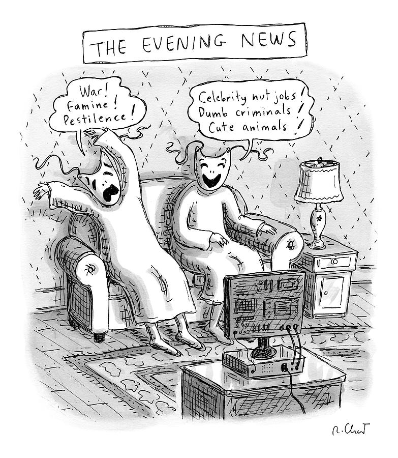 Title: The Evening News. A Person Wearing Drawing by Roz Chast