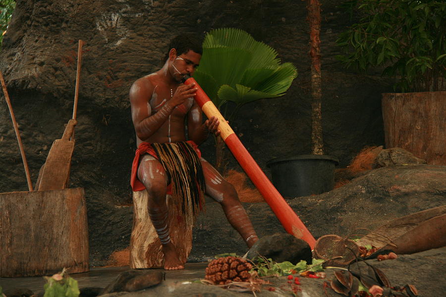 Cairns Photograph - Tjapukai Playing the Didgeridoo by Cecelia Helwig