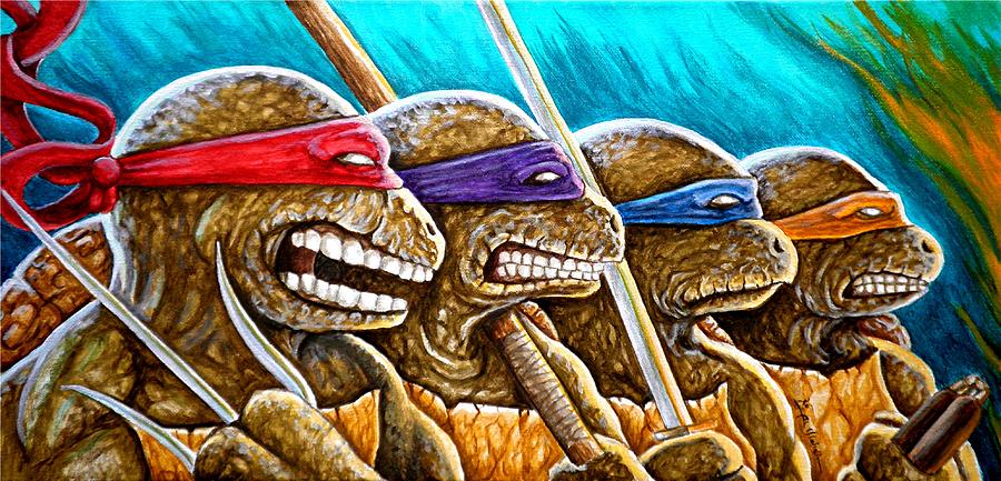 Teenage Mutant Ninja Turtles Painting - TMNT Showdown 1 by Al  Molina