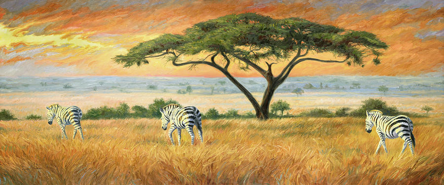Zebra Painting - To Other Pastures by Lucie Bilodeau