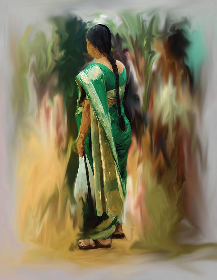To The Market Painting - To the Market by Usha Shantharam