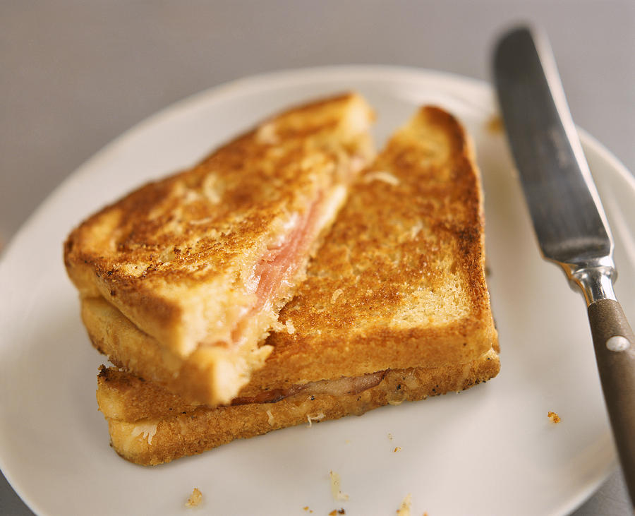 Toasted Ham and Cheese Sandwich on a Plate Photograph by Marie-Louise Avery
