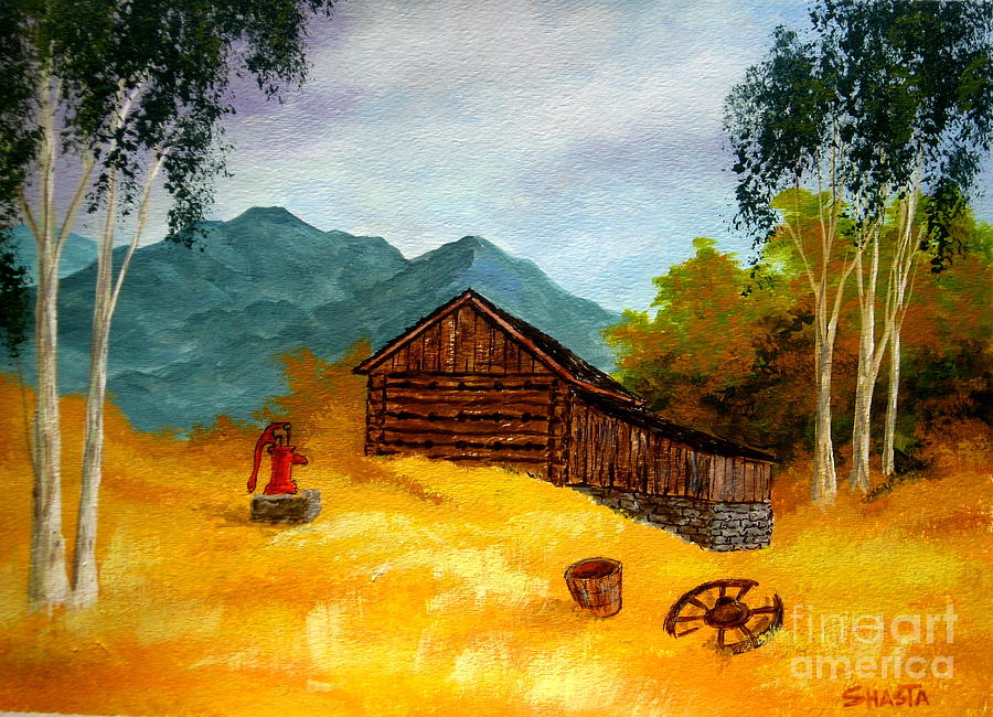 Impressionism Painting - Tobacco  Barn by Shasta Eone