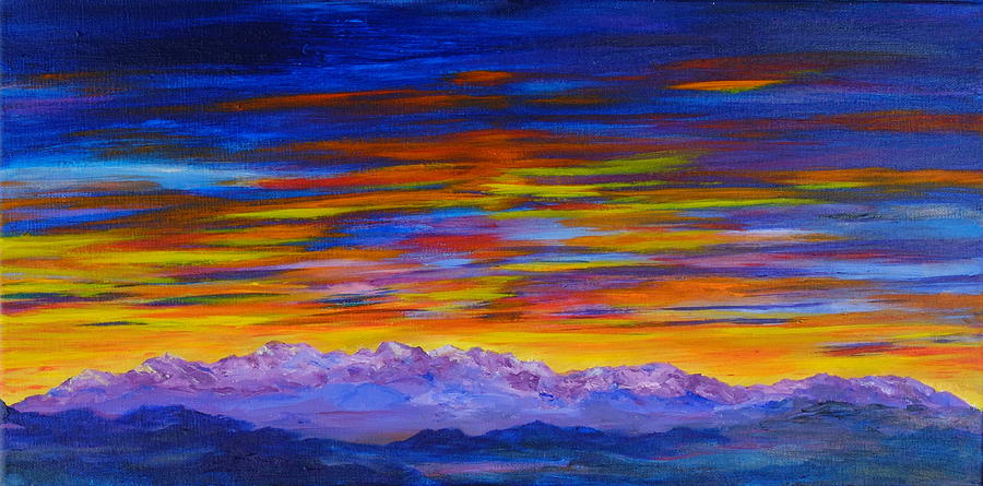 Tobacco Root Mountains Sunset Painting by Cheryl Nancy Ann Gordon