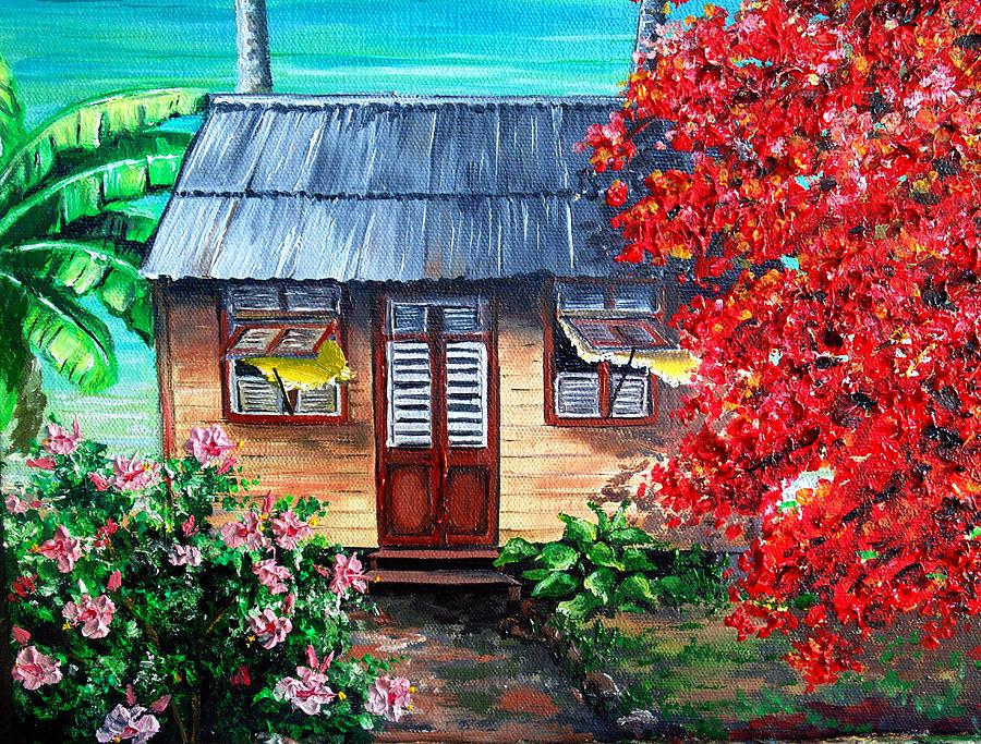 Beach Painting - Tobago Beach House  2 by Karin  Dawn Kelshall- Best