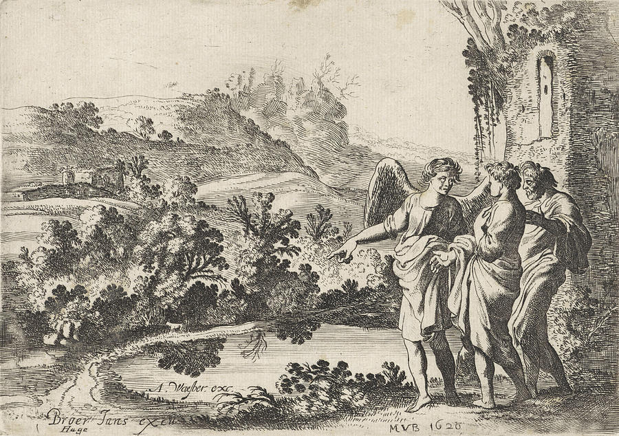 Tobias, Tobit And The Angel, Moyses Van Wtenbrouck Drawing by Moyses ...
