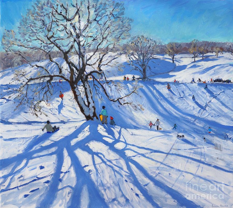 Tree Painting - Tobogganers  Chatsworth by Andrew Macara