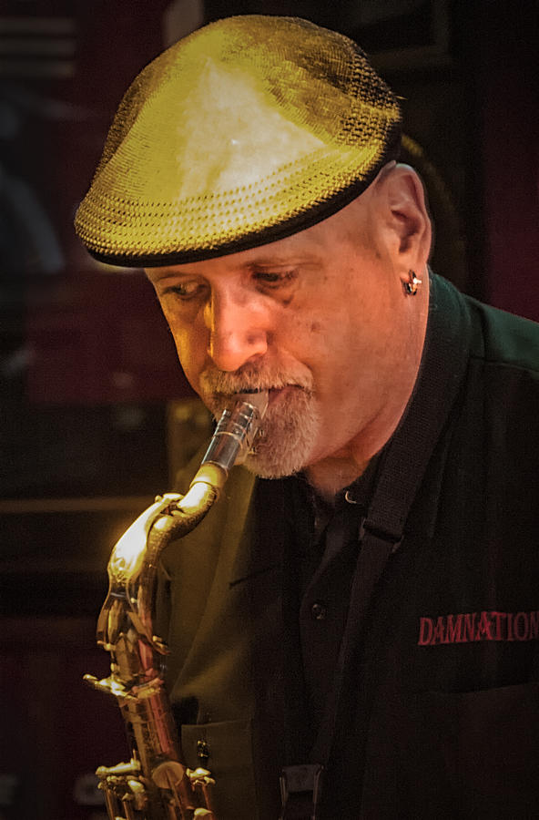 Tod Dickow on sax Photograph by Jessica Levant