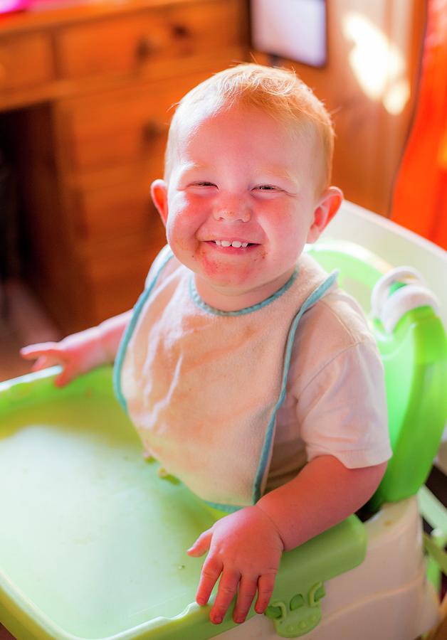 Indoors Photograph - Toddler In A High Chair by Samuel Ashfield