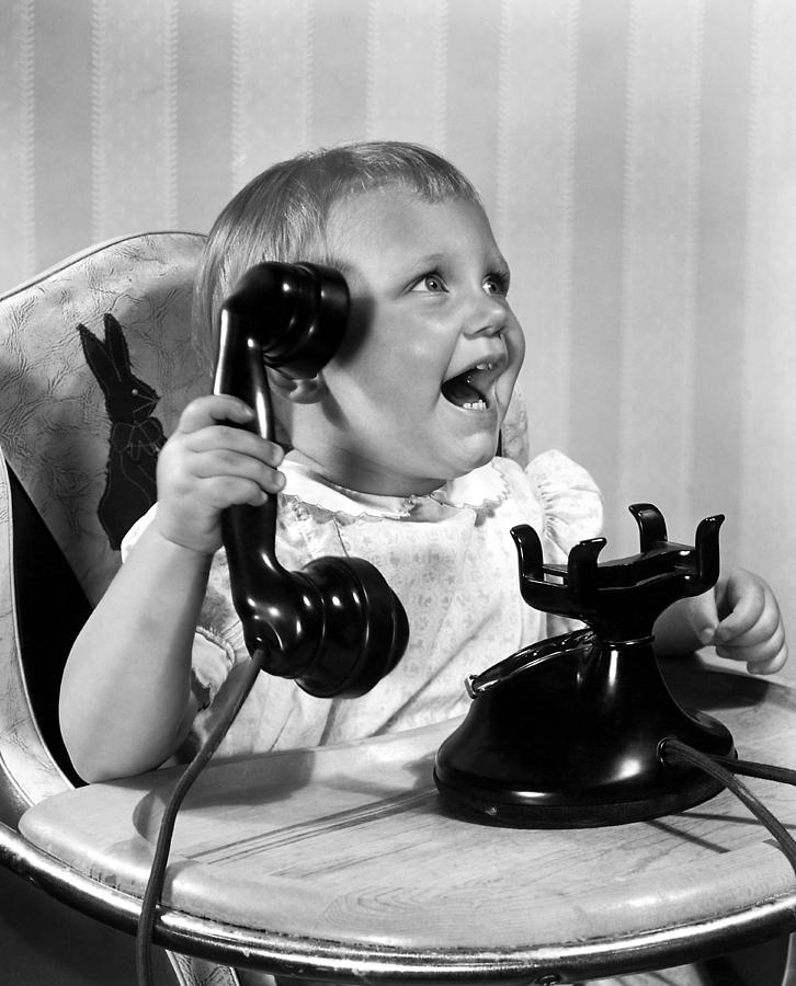 Toddler With Telephone Photograph by Underwood Archives | Fine Art America