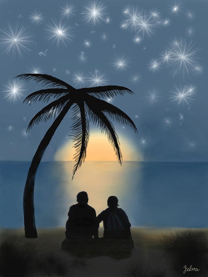 Sunset Digital Art - Together Under the Stars by Zelma Hensel