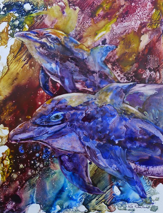 Dolphin Painting - Togetherness by Paula Robertson