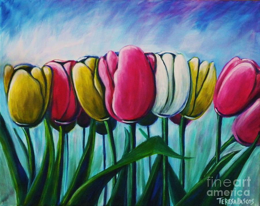 Tulip Painting - Standing Tall by Teresa Pascos