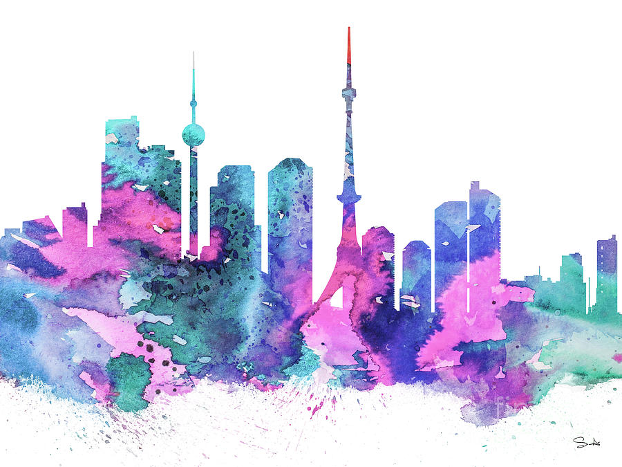 Skyline Painting - Tokio  by Watercolor Girl