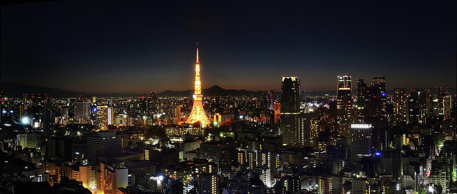 Tokyo Downtown At Night  Panorama Photograph by Vladimir Zakharov