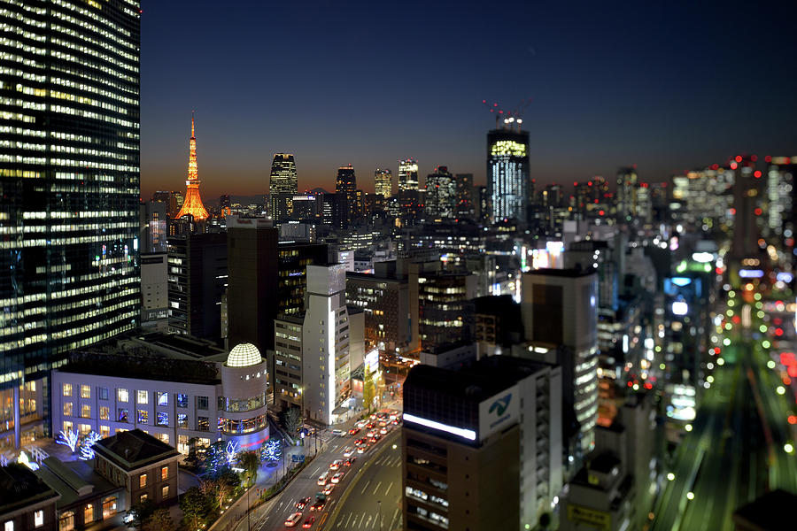Tokyo Downtown Cityscape At Dusk Photograph by Vladimir Zakharov