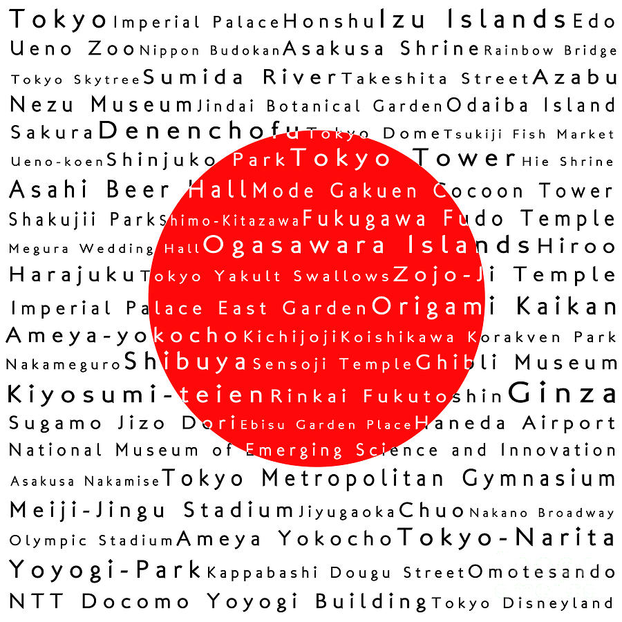 Tokyo In Words Flag Digital Art