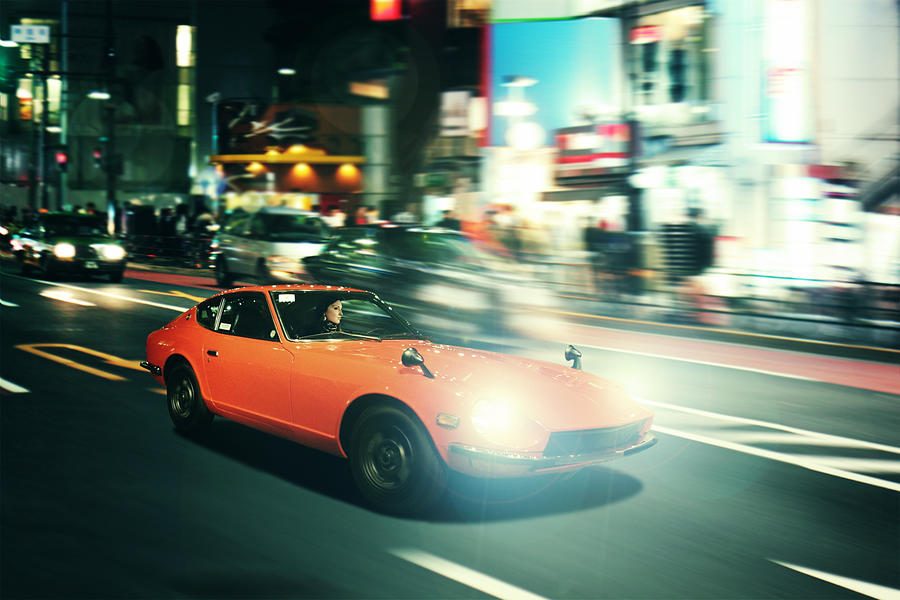 Tokyo nightrace in an oldtimer sportscar Photograph by Lechatnoir