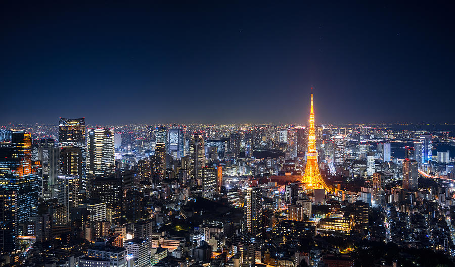 Tokyo Skyline at Night Photograph by Yongyuan Dai