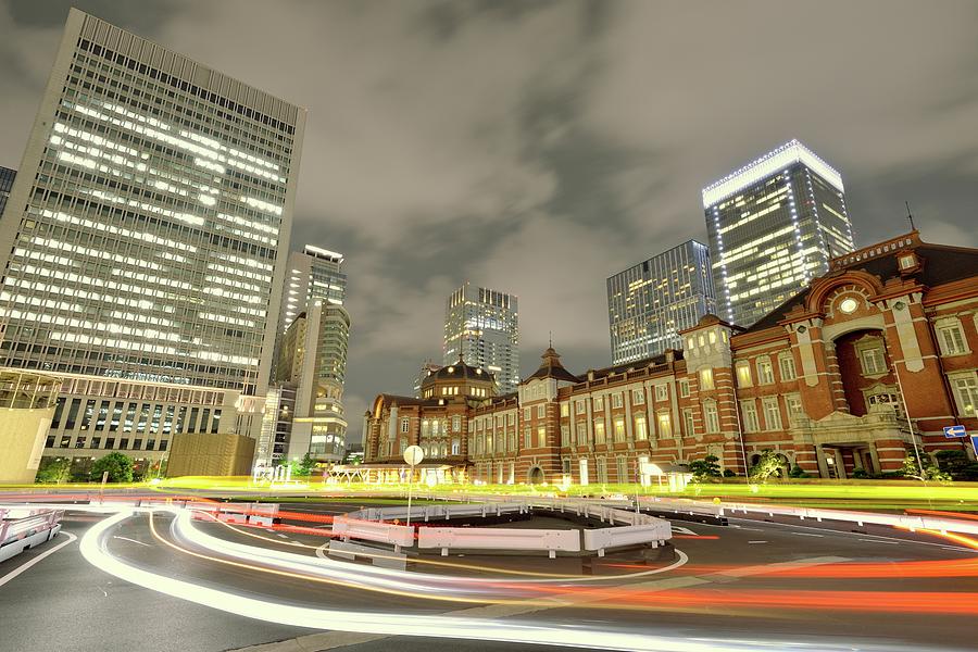 Tokyo Station At Night Photograph by Mikelukphotography