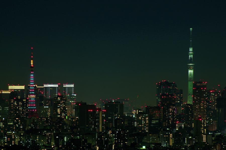 Tokyo Tower And Tokyo Skytree Photograph by Masakazu Ejiri