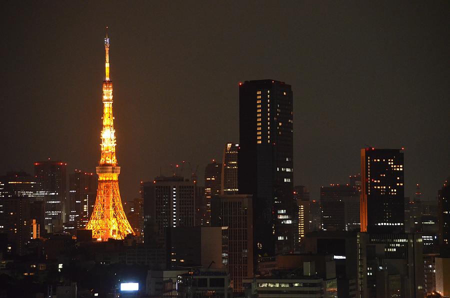 Tokyo Tower at Night with Tokyo Skyline Photograph by Jeff at JSJ Photography