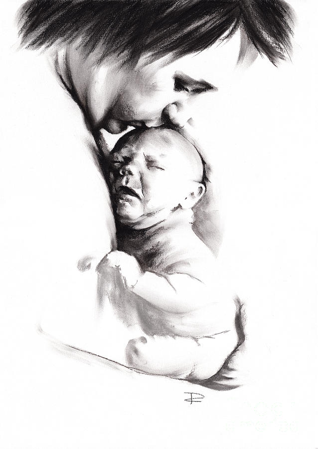 Black And White Drawing - Your mother loved you by Paul Davenport