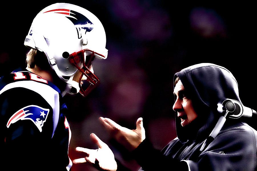 Tom Brady Digital Art - Tom Brady And Coach by Brian Reaves Tom Brady Digital Art - Tom Brady And Coach by Brian Reaves