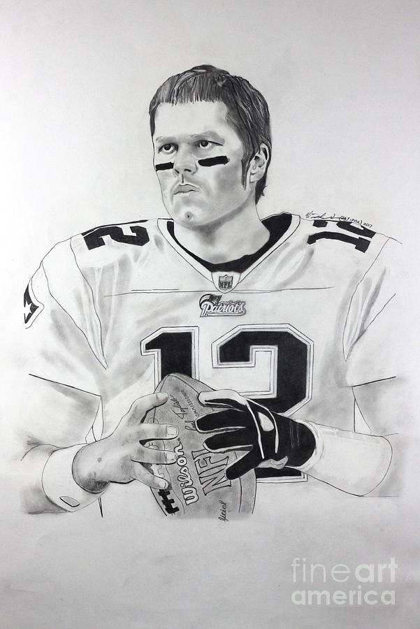 Tom Brady Drawing by Vincent Turner