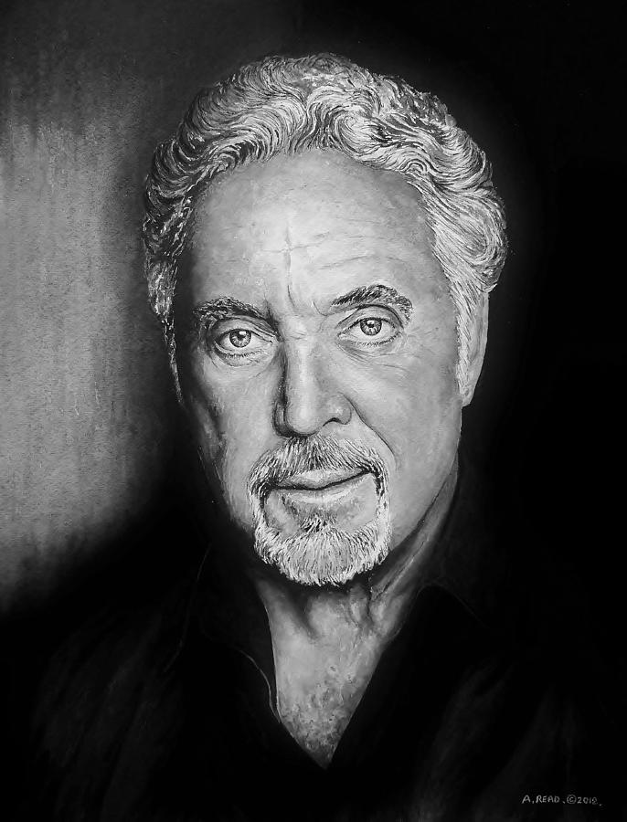 Black And White Painting - Tom Jones The voice bw by Andrew Read