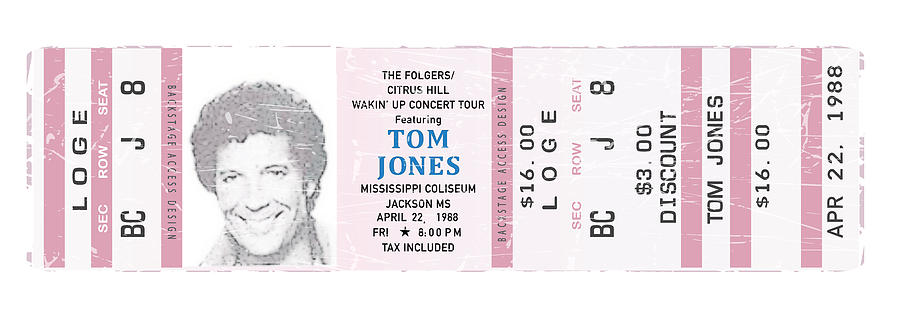 Tom Jones Digital Art - Tom Jones 1988 ticket stub poster by Alain Jamar