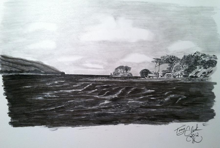 Tomales Bay Drawing by Tony Clark