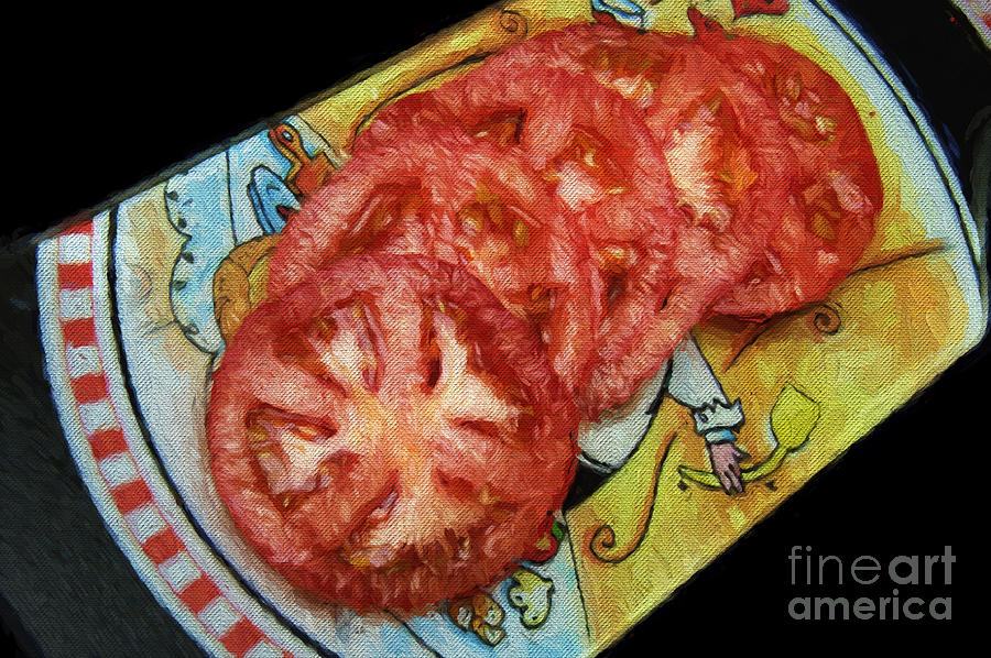 Tomato Slices Painterly Photograph by Andee Design