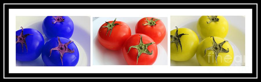 Tomatoes - Food - Kitchen - Triptych Photograph by Barbara A Griffin