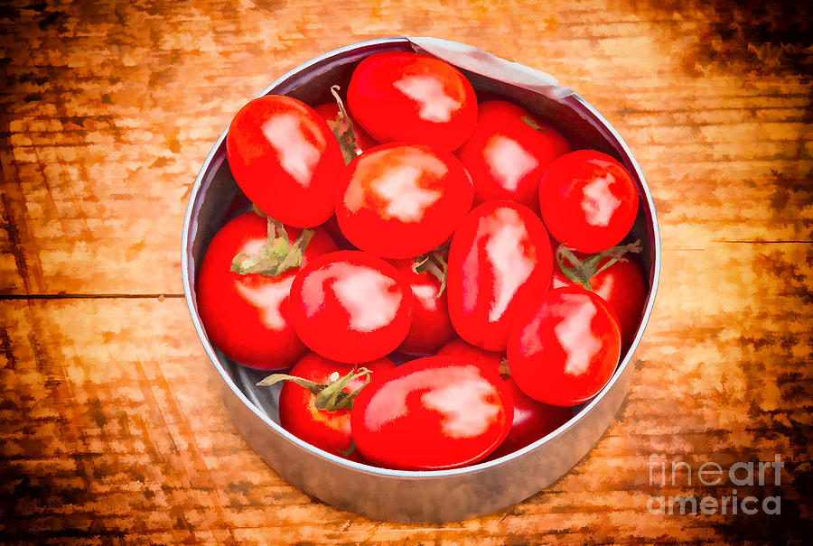 Tomatoes In A Tin Photograph by Les Palenik