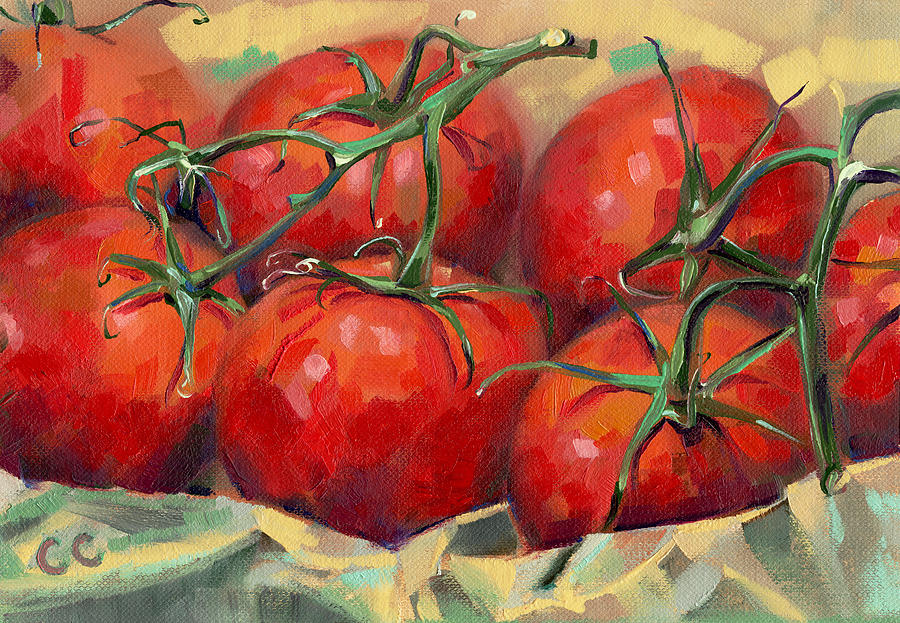 Tomatoes In Brown Paper Painting by Catherine Considine - Fine Art America