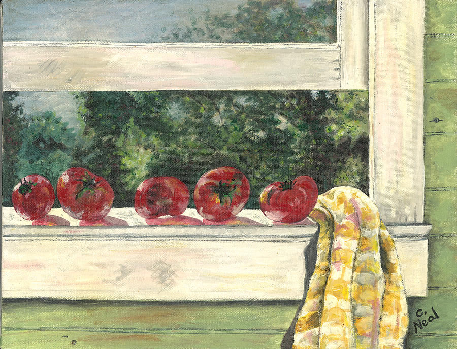 Tomatoes on the Sill Painting by Carol Neal