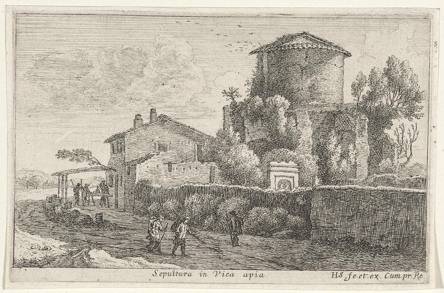 1652 Drawing - Tomb Along The Via Appia Italy, Herman Van Swanevelt by Quint Lox