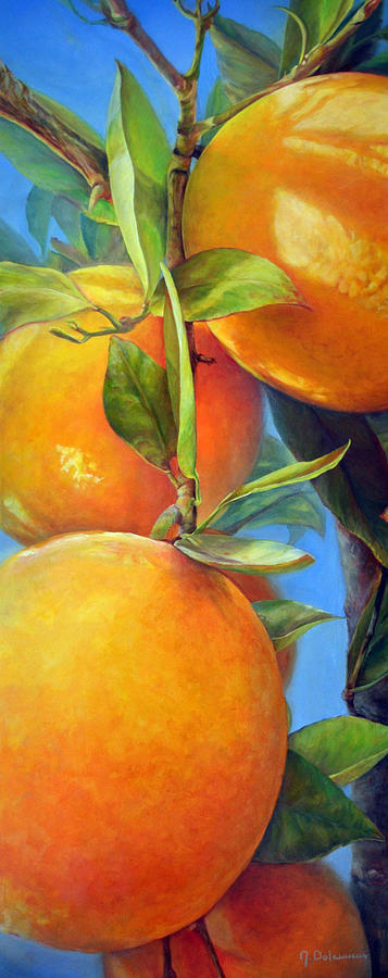 Tombee d Oranges Painting by Muriel Dolemieux